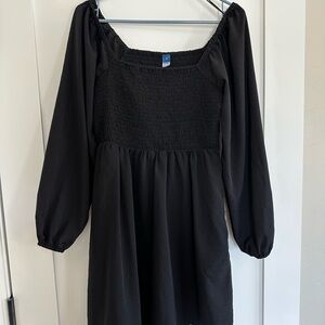 Old Navy Smocked Black Long Sleeve Dress